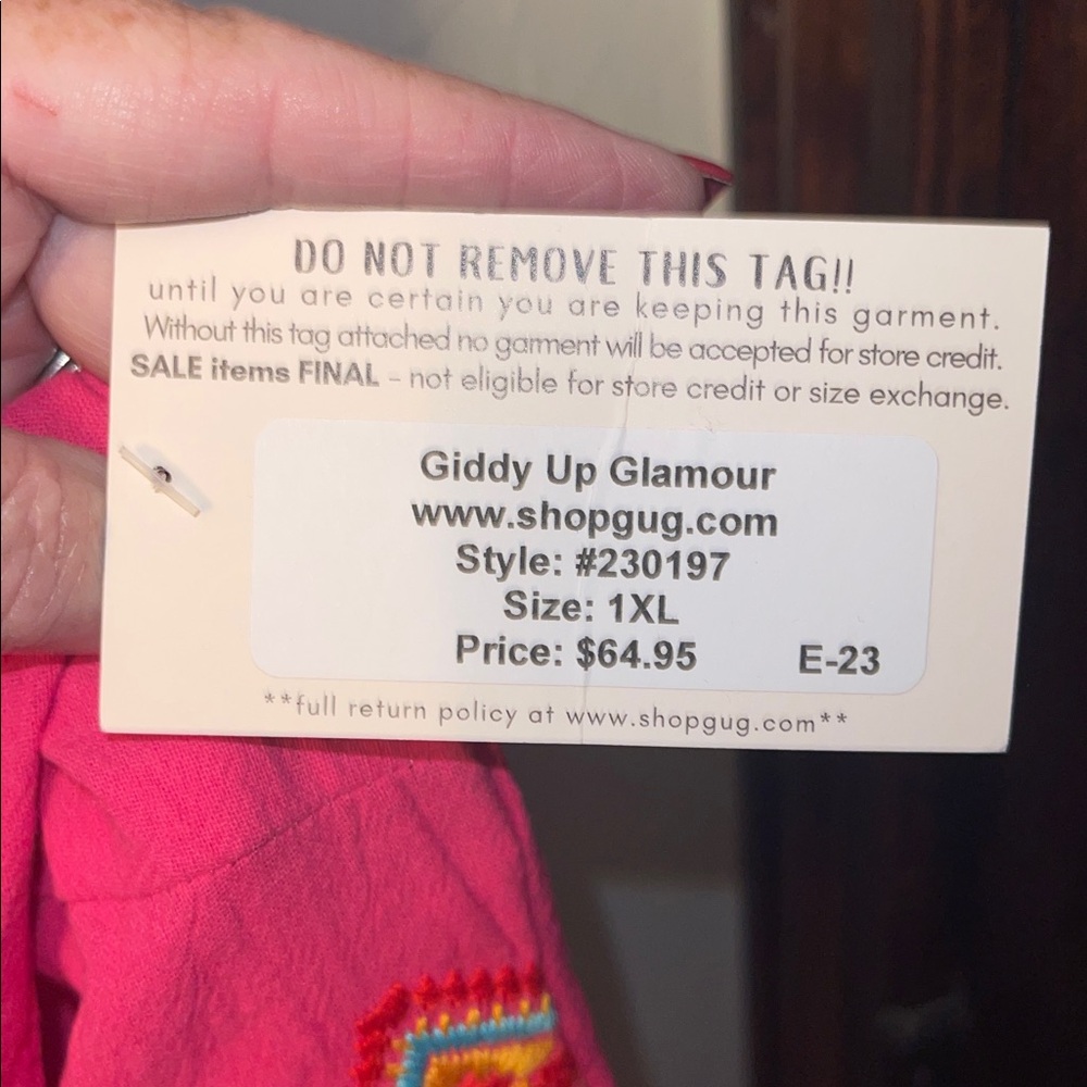 Savanna Jane Vibrant Pink Tunic with Colorful Embroidery NWT 1X. - Picture 6 of 7